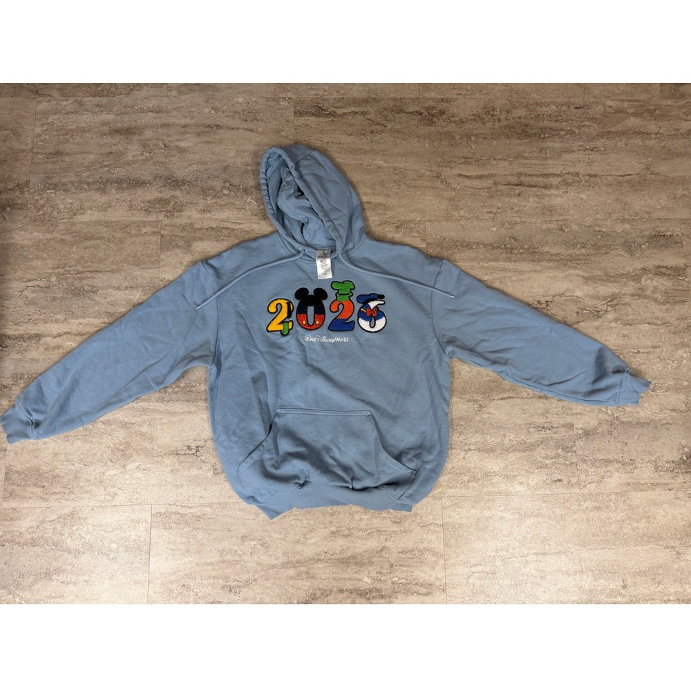 Disney World 2026‎ Mickey Mouse Goofy Donald Duck Blue Hoodie Sweatshirt Medium